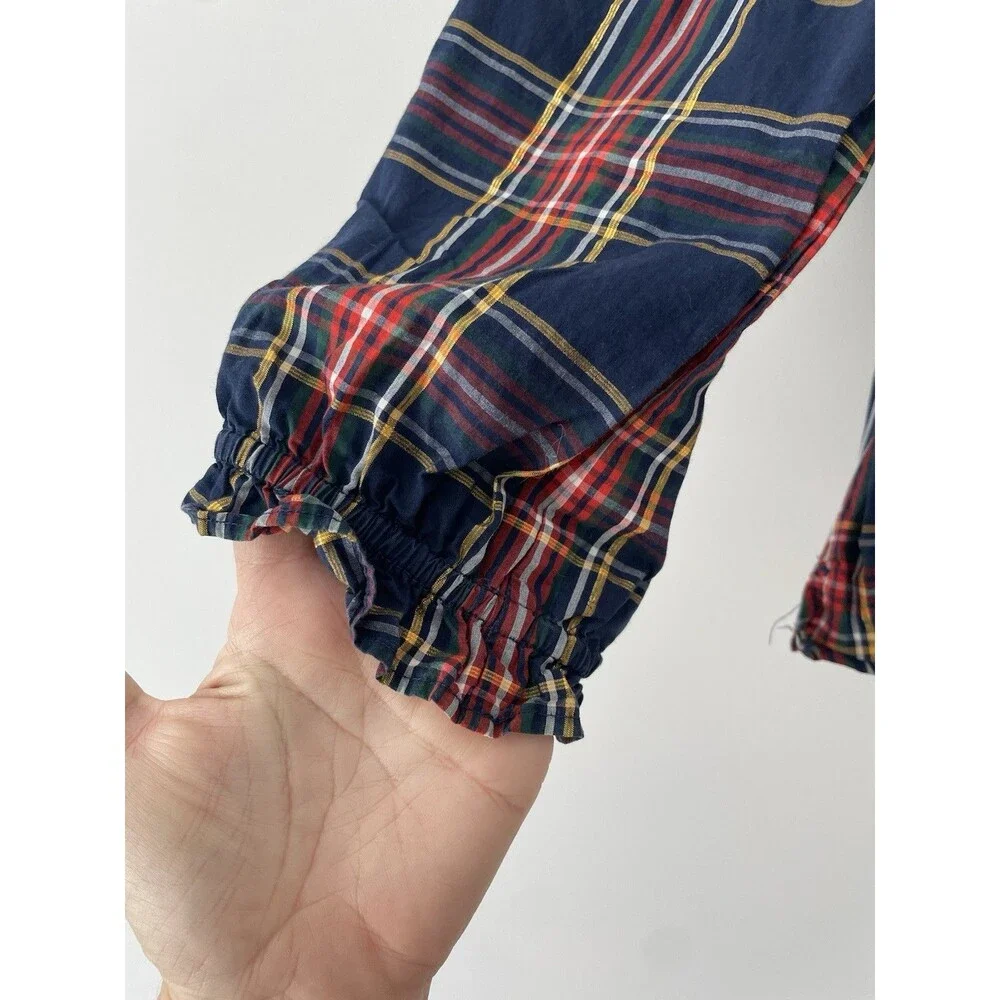 Crewcuts J.Crew Girls Blue/red Plaid Top Size Medium 8-9 Years Old Holiday Party